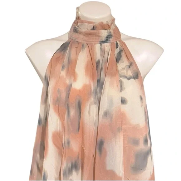 ANTHROPOLOGIE Maeve Sheer Printed Halter Maxi Dress Open Back Size 1X NEW - Picture 11 of 16